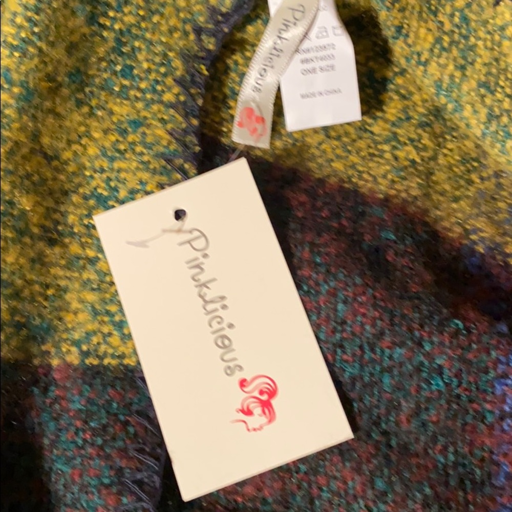Multi-Colored Striped/Checkered Poncho-One Size - Picture 3 of 3